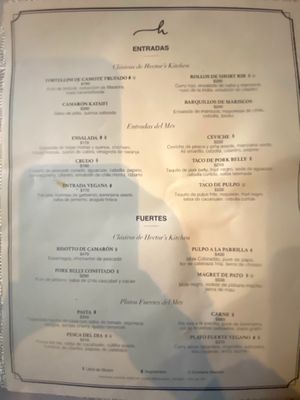 Menu espagnol  at Hectors Kitchen in Punta De Mita