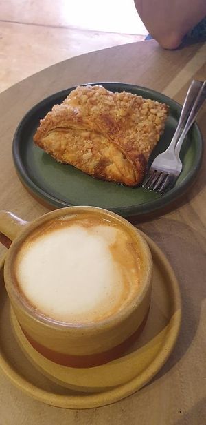 Yummy apple raisin turnover, new addition to menu at La Cabra Iluminada in San Miguel De Allende