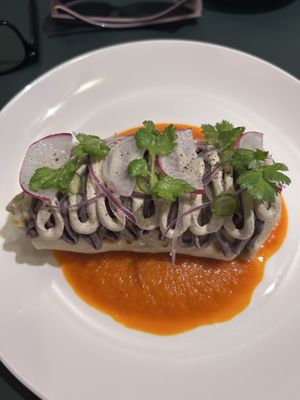 Burrito chilaquiles   at La Cabra Iluminada in San Miguel De Allende