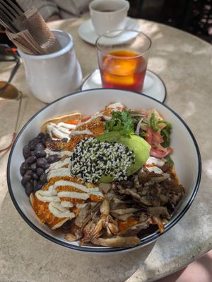 Chilaquiles con setas at La Cabra Iluminada in San Miguel De Allende