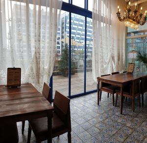 entrance seating (hard to get, always "reserved" for invisible people that never come) at Nokum Space - 공간 녹음  in Seoul