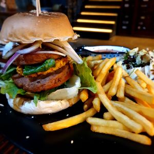 monster burger not designed to eat with hands at Nokum Space - 공간 녹음  in Seoul