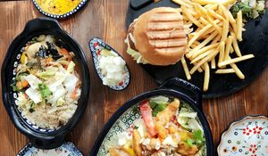 table full of colorful food at Nokum Space - 공간 녹음  in Seoul