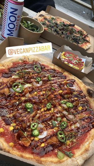 Chicken BBQ + Coconut Cake at Vegan Pizza Bar in Rotterdam