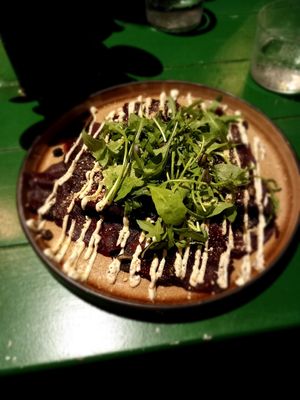 Capo Carpaccio (made of beetroot) at Vegan Pizza Bar in Rotterdam