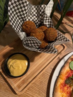 Bitterballen with mustardd  at Vegan Pizza Bar in Rotterdam