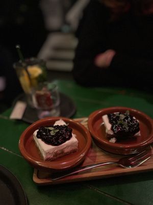 Mon Chou Cherry (€6,95 per piece) and the fresh basil orange tea which really surprised us (€3,50).  at Vegan Pizza Bar in Rotterdam