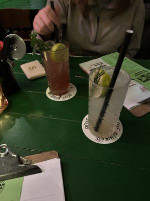 Mocktails: Smokey Lime mule (front), Sour Berry (back)  at Vegan Pizza Bar in Rotterdam