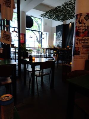 Inside the restaurant at Vegan Pizza Bar in Rotterdam