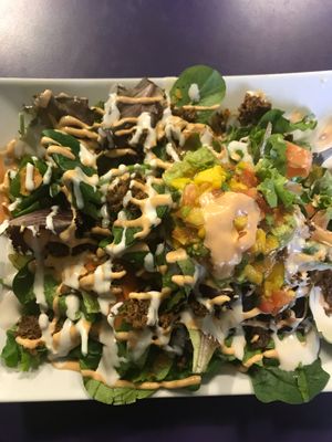 Taco salad, YUM! at Raw Can Roll Cafe in Wayne