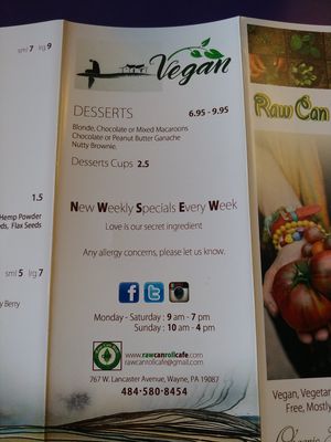 Menu 6 of 6 at Raw Can Roll Cafe in Wayne