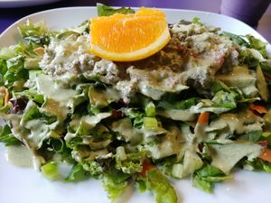 Mock Chicken Salad small: very fresh, it was nice but I will try something else next time. I'm not a fan of celery. at Raw Can Roll Cafe in Wayne