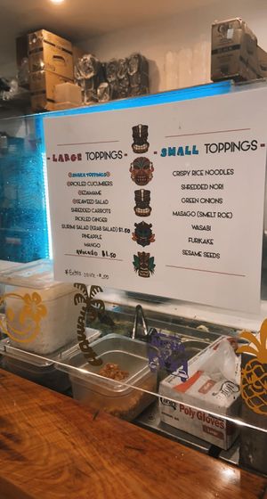 toppings to choose from at Poke Hana in Orlando