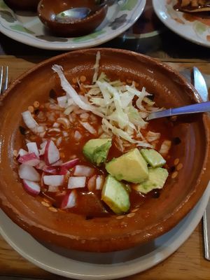 Pozole vegano at El México de Frida in San Luis Potosi