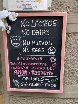 No dairy  at Som Vegans in Barcelona
