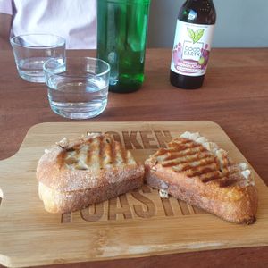 Crispy sourdough bread and the cheese melted, very yummy at Token in Fitzroy