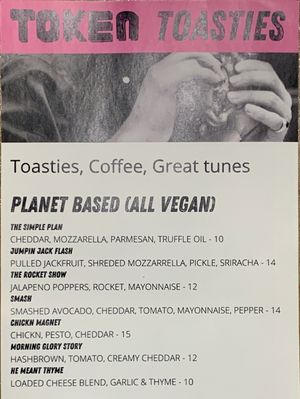 Vegan Toastie Menu at Token in Fitzroy