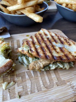 Chickn Magnet toastie and a side of chips 👌🏽 at Token in Fitzroy