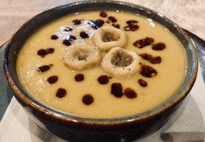 Sopa de habas secas y chochoyotes at Ojo de Maíz in Mexico City