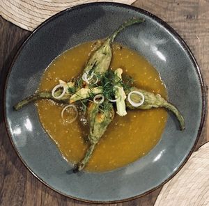 Flor de calabaza rellena de calabacitas at Ojo de Maíz in Mexico City