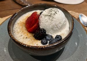Coco helado, Brûlée (piloncillo🤤), Arroz con Leche  at Ojo de Maíz in Mexico City