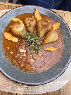 Stuffed squash blossoms  at Ojo de Maíz in Mexico City