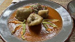 Squash blossom appetizer  at Ojo de Maíz in Mexico City