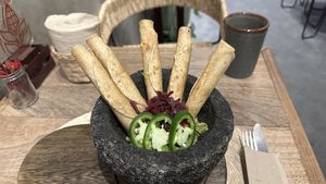 Tinga flautas  at Ojo de Maíz in Mexico City