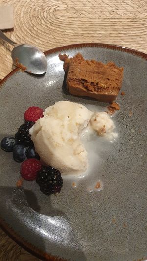 Panqué de elote con helado de palomitas at Ojo de Maíz in Mexico City