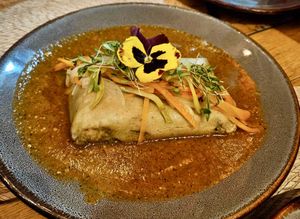 Tamal con estofado de hongos   at Ojo de Maíz in Mexico City