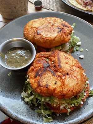 I forgot what this was called - the potato thing with soy chorizo   at Ojo de Maíz in Mexico City