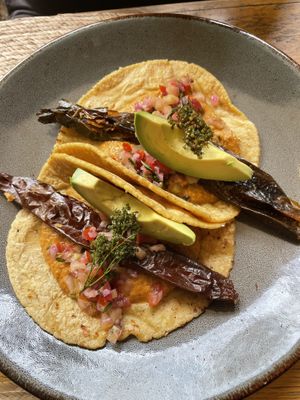 Chili tacos were good   at Ojo de Maíz in Mexico City