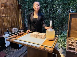 Welcome drink. Ginger and honey?  at Haoma in Bangkok