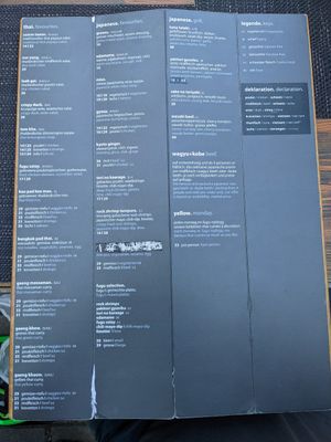 Menu at Fugu-Nydegg in Bern