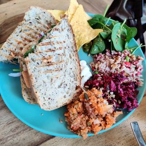 The New York Reuben with tempeh and cashew 🧀 at The V Hub in Swansea