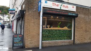 Outside at The V Hub in Swansea