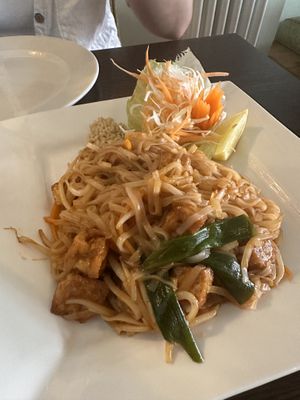Tofu pad Thai (specify no egg to remind staff)   at Chang Thai in Brecon