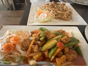 Pad Thai and sweet and sour tofu   at Chang Thai in Brecon