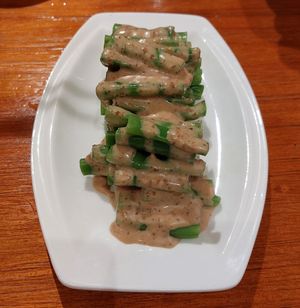 Sea Bream with Cucumber 胡麻醬四季豆 at Yuán Shàn SùShí 圓善素食 in Kowloon