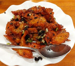 Black Olive Veggie Barbecued Pork 欖角素叉燒 at Yuán Shàn SùShí 圓善素食 in Kowloon