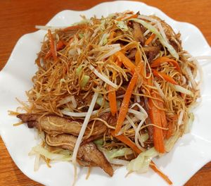 Pan Fried Rice Noodle, SoySauce with Shredded 銀芽素鴨絲炒麵 👍 (Contains egg) at Yuán Shàn SùShí 圓善素食 in Kowloon