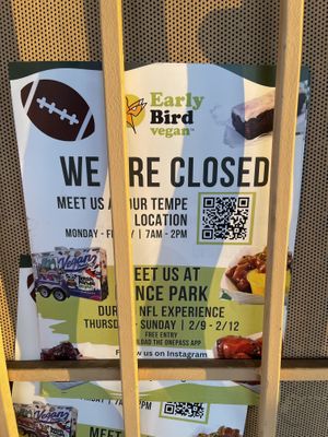 Closed  at Early Bird Vegan in Tempe
