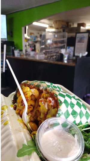 BBQ Chik'n Mac N Cheez Wrap at Early Bird Vegan in Tempe