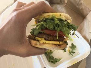 The DJ. Pretty cool.  at Early Bird Vegan in Tempe