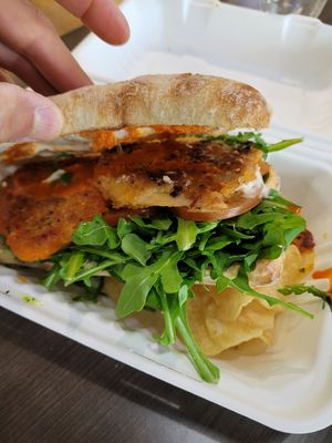 Buffalo chicken sandwich at Early Bird Vegan in Tempe