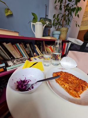 Vegan lasagna and kale salad. Very good! at La Schiscetteria in Milan