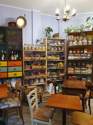 Inside at La Schiscetteria in Milan