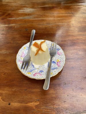 Panna cotta dessert  at La Schiscetteria in Milan