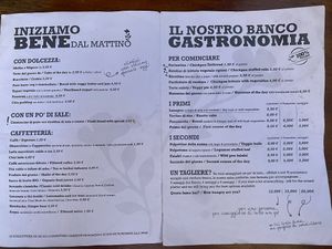 Menu  at La Schiscetteria in Milan