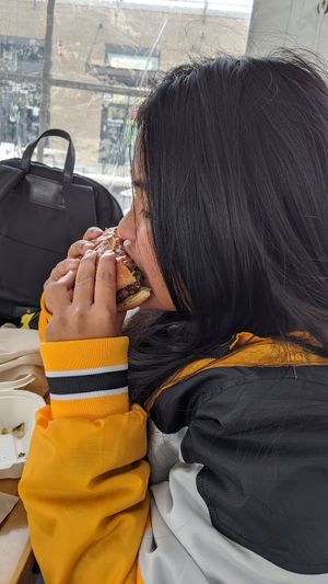 This is the award-winning burger Flatiron. at Meta Burger in Edgewater